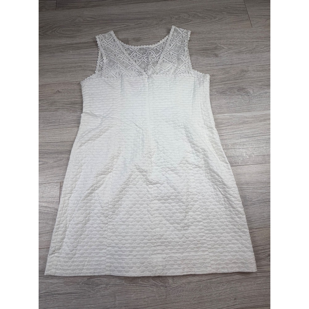 Lilly Pulitzer White Seersucker Lace Yoke Shift Dress Womens 14 Style 20120 - Picture 6 of 8